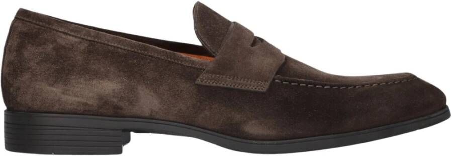 Santoni Bruine Suède Instap Mocassin Schoenen Brown Heren