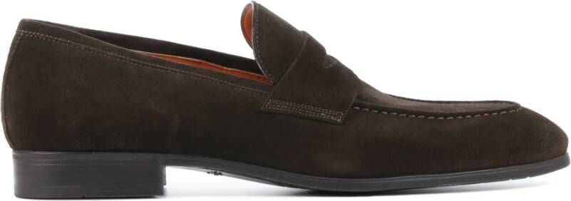 Santoni Bruine Suède Loafers Herenschoen Model 14944 Brown Heren