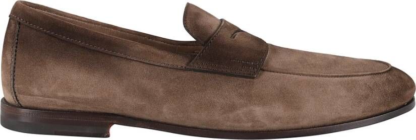 Santoni Bruine Suède Mocassin Schoen