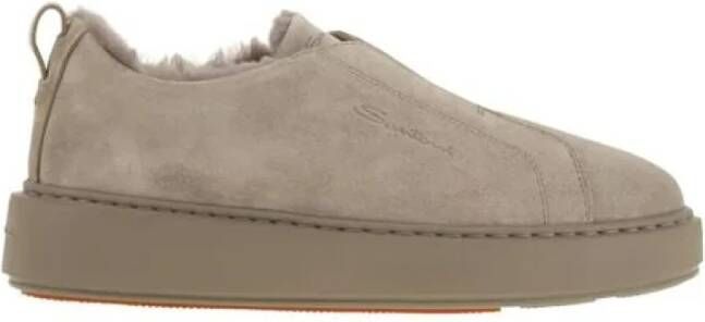 Santoni Bruine Suède Sneakers met Vrouwelijke Touch