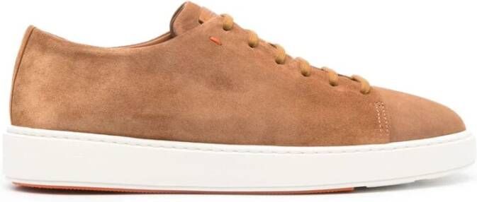 Santoni Bruine Suède Veterschoenen Sneakers