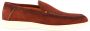 Santoni Burgundy Nubuck Loafers - Thumbnail 1