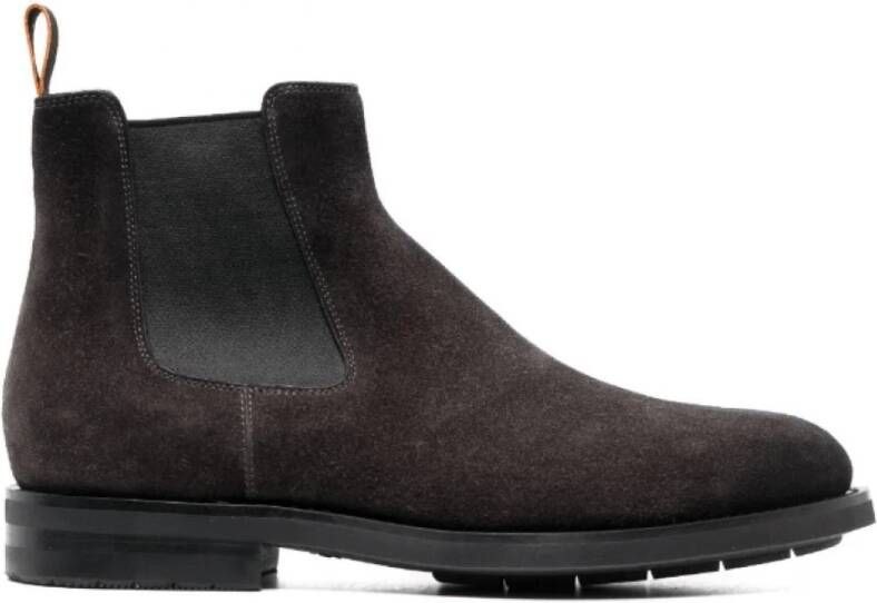 Santoni Cederbruine Suède Enkellaarzen Brown Heren