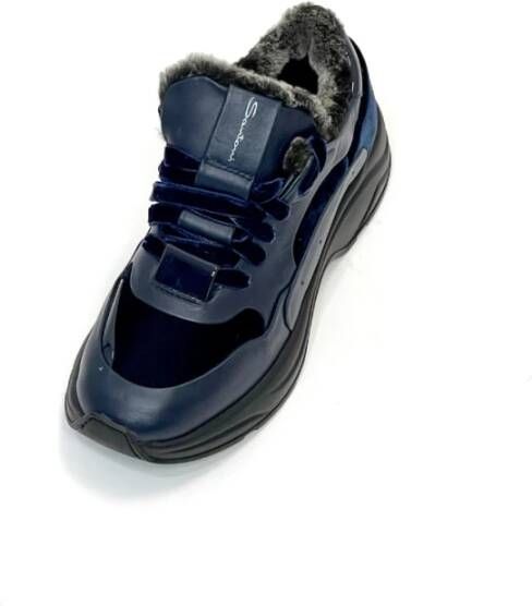 Santoni Dames Bimateriaal Sneakers Blauw Dames