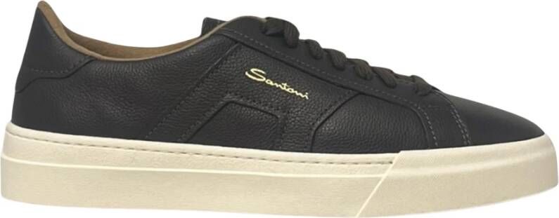 SANTONI Lage Sneakers Heren Grain Led Sneaker Maat: 42 Materiaal: Leer Kleur: Bruin