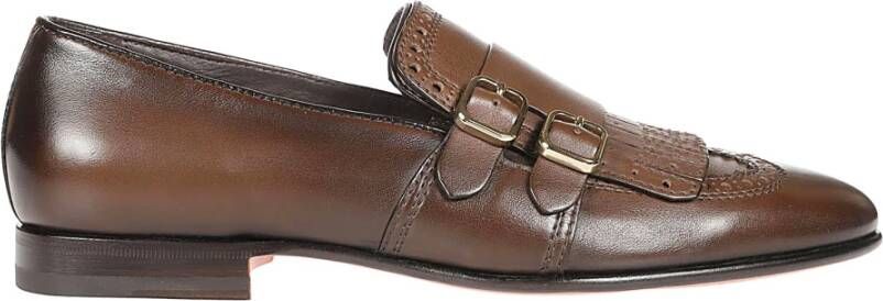 Santoni Donkerbruine Double Monks Strap Schoenen Brown Heren