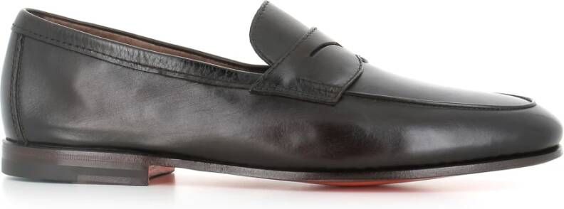 Santoni Donkerbruine Leren Loafer Schoen
