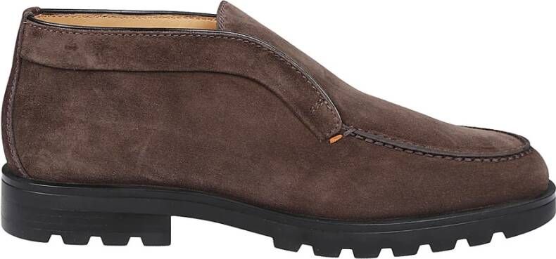 Santoni Donkerbruine Slip-On Enkellaarzen Bruin Heren