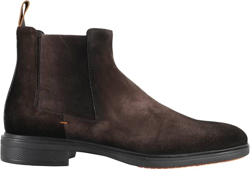 Santoni Donkerbruine Suède Enkellaars