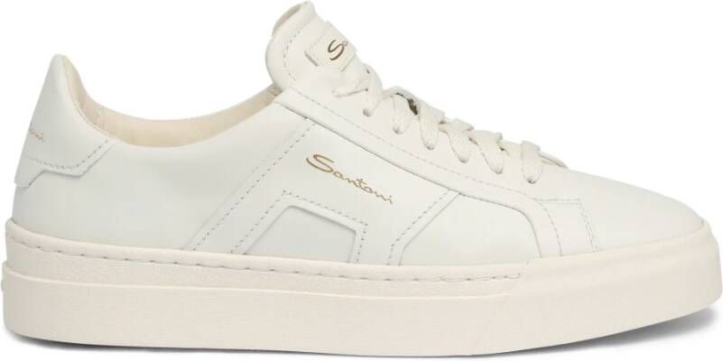 Santoni Witte Sneakers met Dubbele Gesp en Vetersluiting White Dames