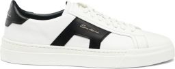 Santoni Witte Leren Sneakers met Dubbele Gesp Detail White Heren