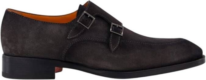 Santoni Dubbele Monk Bruine Leren Schoenen