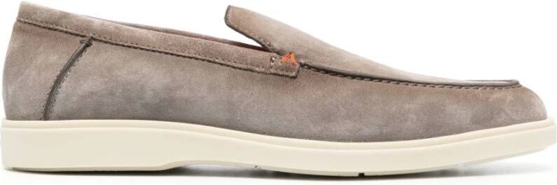 Santoni Duifgrijze Suède Mocassin Schoenen Gray Heren
