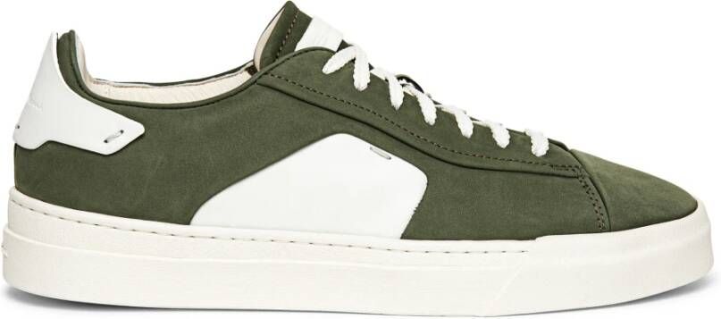 Santoni Dynamische Leren Sneaker met Intarsia Detail Green Heren