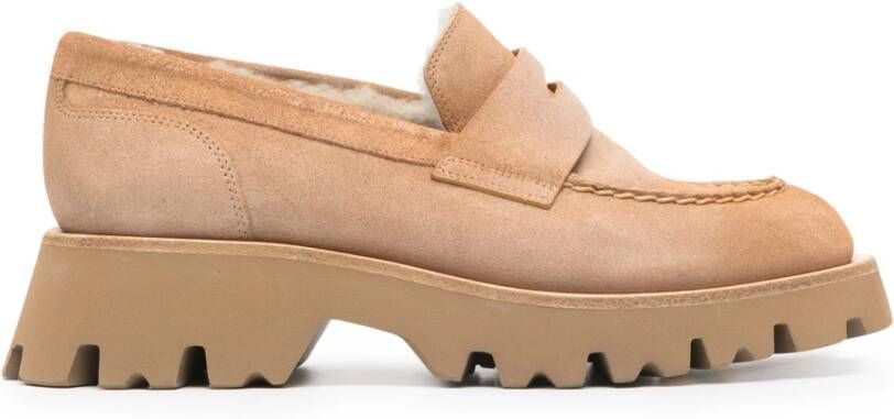 Santoni Elegante Beige Leren Loafers