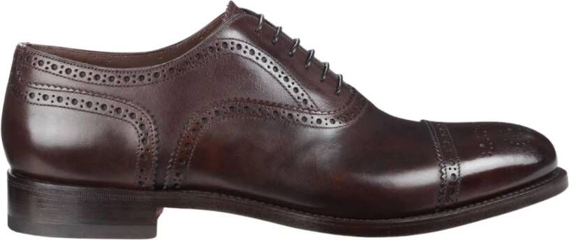 Santoni Elegante donkerbruine leren Oxford schoenen Brown Heren