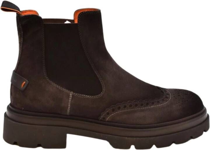 Santoni Stijlvolle Donkerbruine Enkellaarzen Aw22 Brown Heren