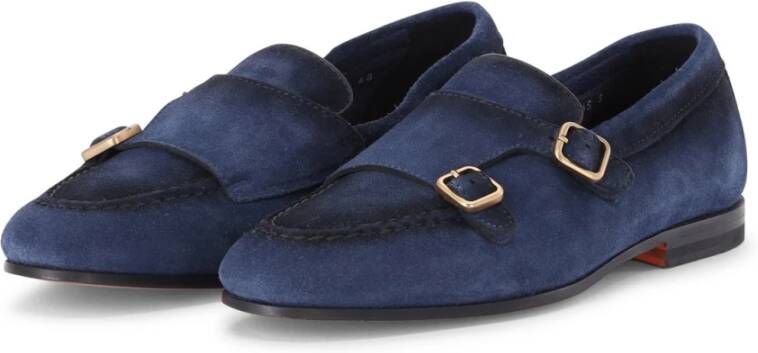 Santoni Fluwelen Dubbele Monk Strap Schoenen
