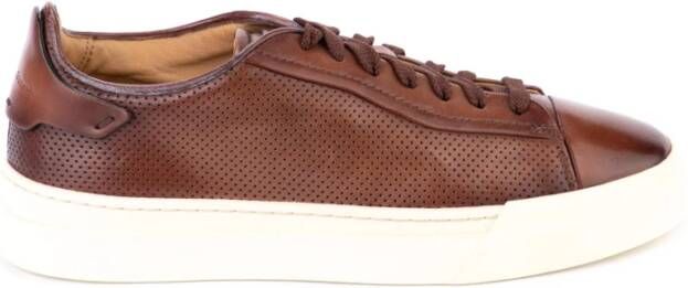 Santoni Geperforeerde Leren Sneakers Mod. Gloria Brown Heren