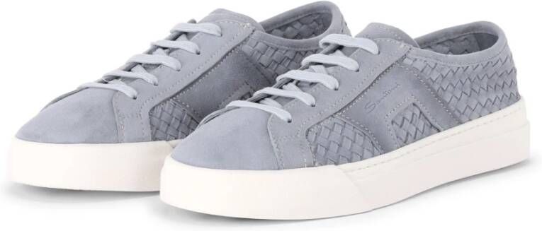 Santoni Gevlochten fluwelen sneakers