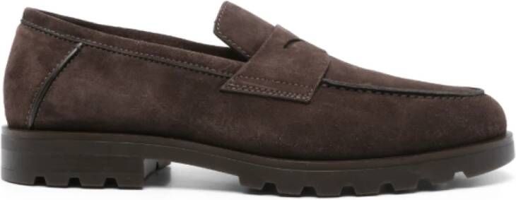 Santoni Gevoerde Koffiebruine Loafers Brown Heren