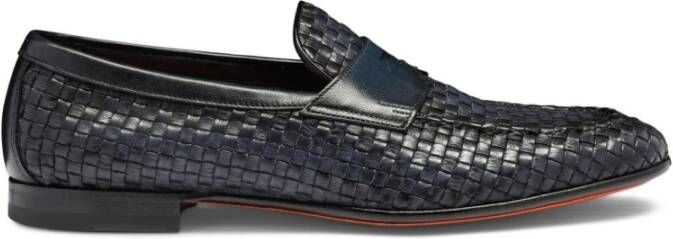 Santoni Geweven leren loafers