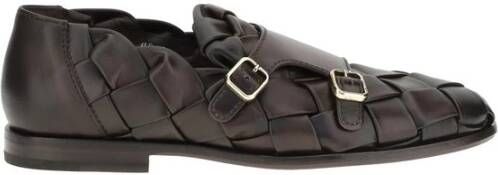 Santoni Geweven leren loafers met gespdetails
