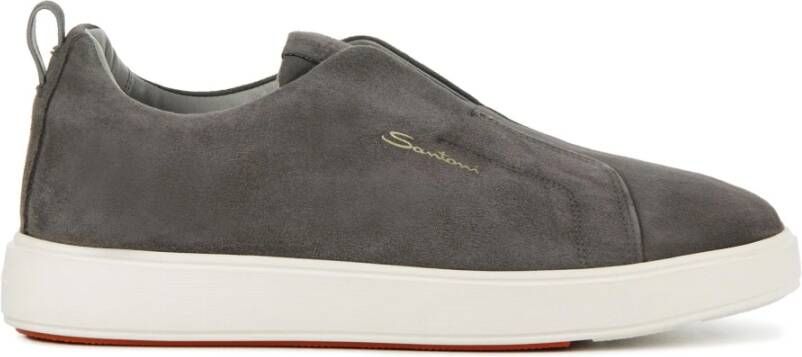 SANTONI Lage Sneakers Heren Clean Icon 21879 Maat: 42 Materiaal: Suède Kleur: Grijs