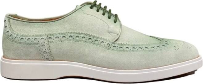 Santoni Groene Degrade Suède Oxford Schoenen Green Heren