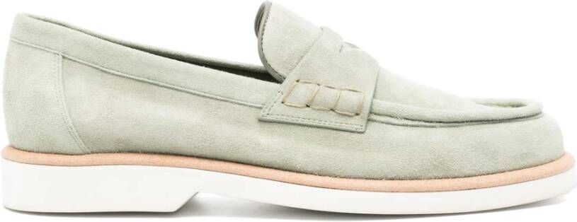 Santoni Groene leren Loafers Casual Flats