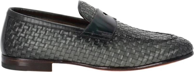Santoni Groene platte schoenen handgeweven leer