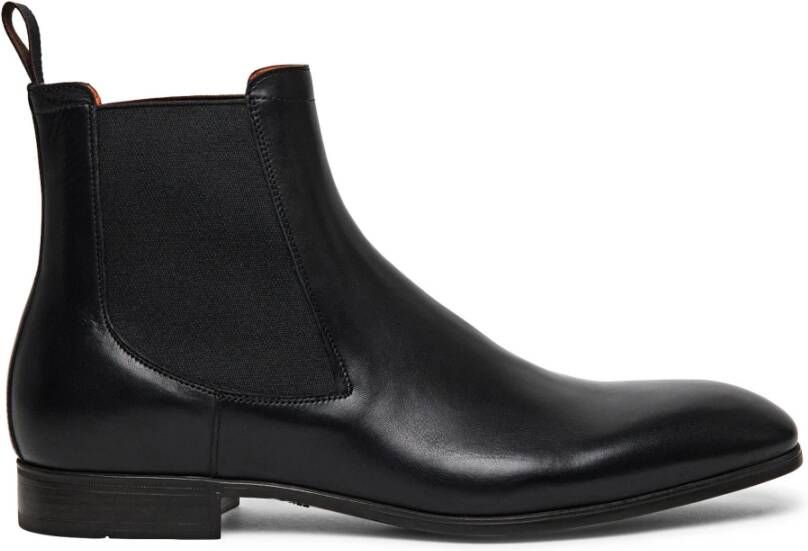 Santoni Handgemaakte Leren Chelsea Boot Zwart Heren