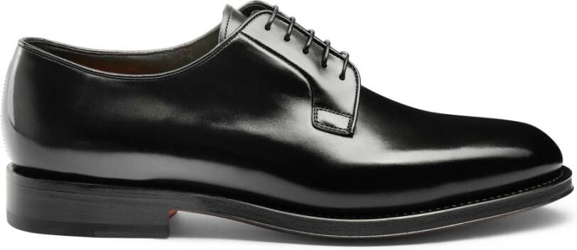 Santoni Handgemaakte leren derby veterschoen Black Heren