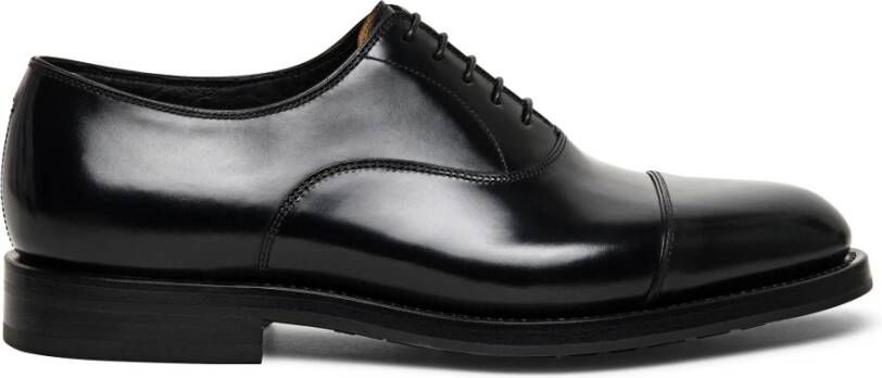 Santoni Handgemaakte leren Oxford schoen Black Heren