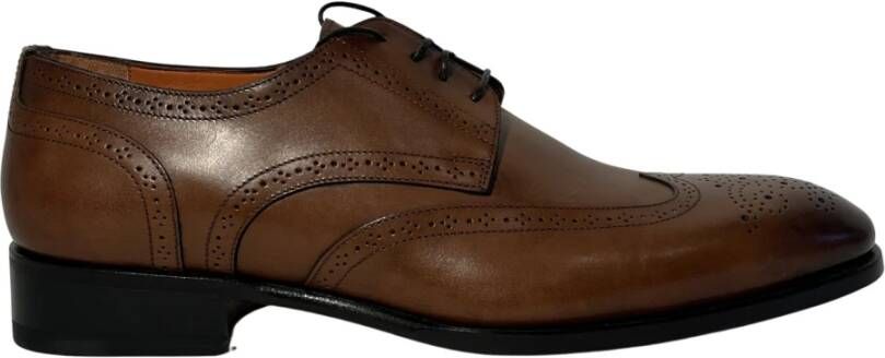 Santoni Handgemaakte Leren Oxford Schoen met Goodyear Welt Constructie Brown Heren