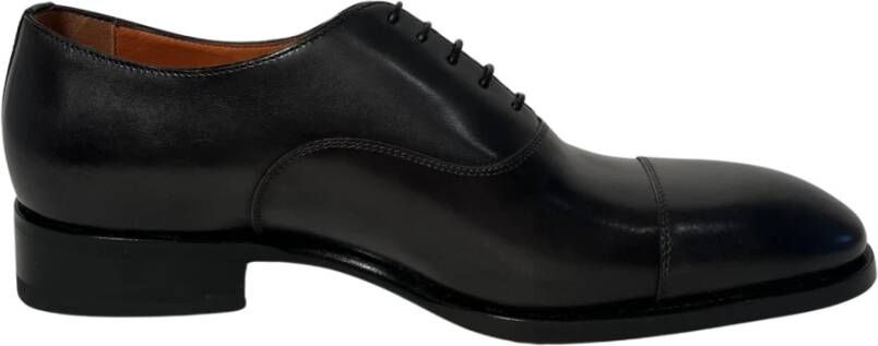 Santoni Handgemaakte Leren Oxford Schoenen Black Heren