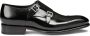 Santoni Zwarte Leren Amandelvormige Schoenen Black Heren - Thumbnail 1