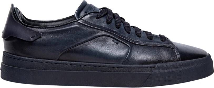 Santoni Handgemaakte Leren Sneakers voor Heren Blauw Heren