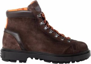 Santoni Handgemaakte Suede Trekkinglaars met Lichtgewicht Rubberen Zool Bruin Heren