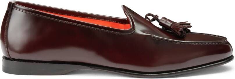 Santoni Heren bordeauxrode glanzende leren kwastloafer