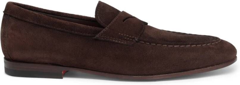 Santoni Heren suède pennyloafer Brown Heren