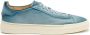 Santoni Blauwe Handgemaakte Geperforeerde Leren Sneaker Blue Heren - Thumbnail 1