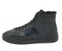 Santoni Hoge Bont Dubbele Gesp Leren Sneaker Kleur: Marine Maat: 8.5 43.5 Blauw Heren - Thumbnail 1