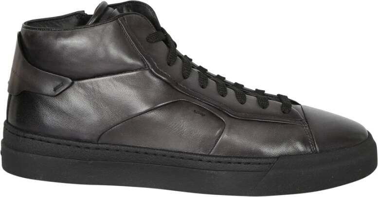 Santoni Hoge leren sneakers Zwart Heren