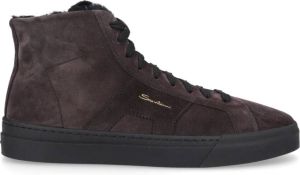 Santoni Hoge Top Sneaker in Veloursleder Bruin Heren