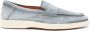 Santoni IJsblauwe Suède Loafers met Rubberen Zool - Thumbnail 1