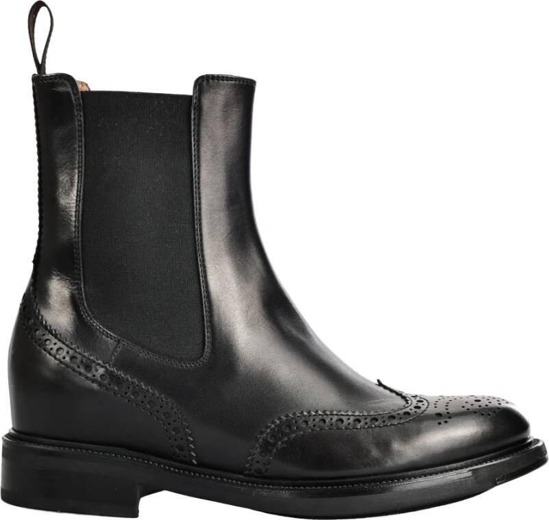 Santoni Italiaanse leren enkellaarzen Beatles stijl Black Dames