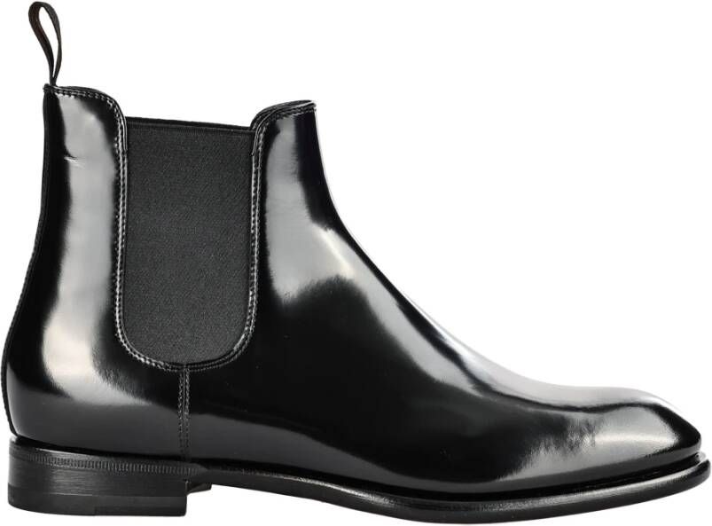 Santoni Italiaanse Leren Enkellaarzen Beatles Stijl Black Dames