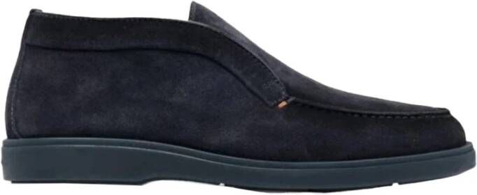 Santoni Italiaanse Leren Enkellaarzen Blue Heren