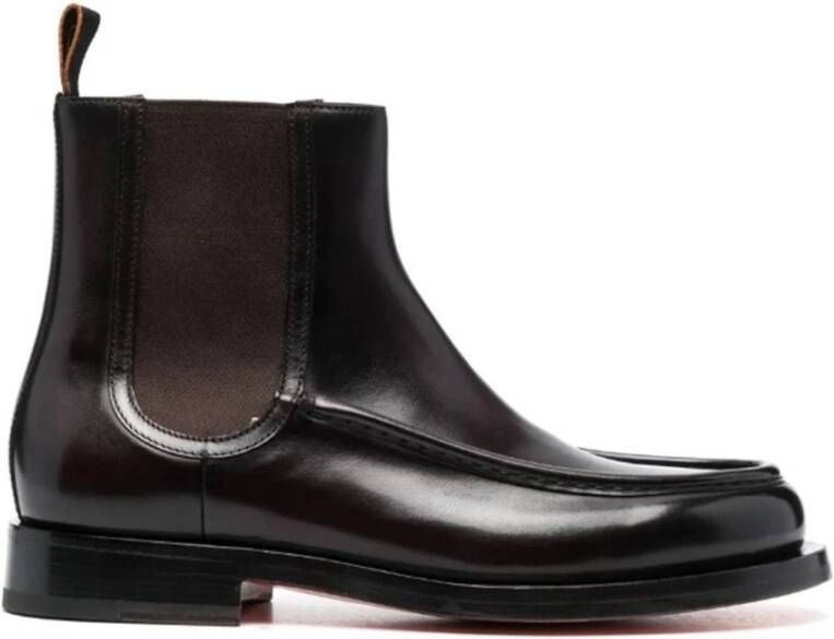 Santoni Italiaanse Leren Enkellaarzen Brown Heren